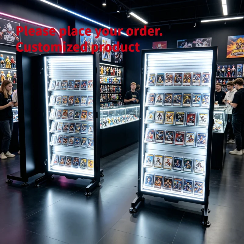 custom.Custom Design Metal Pokémon TCG Graded Card Display Cases Trendy Acrylic Trading Cards Holder up Shop with LED Li