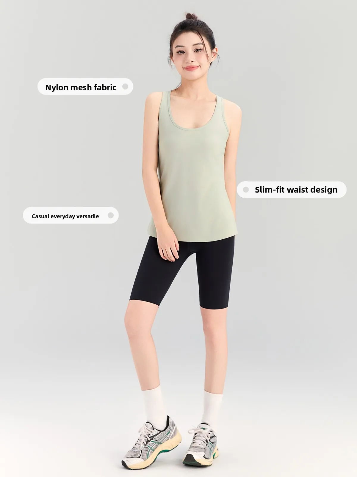 Atmungsaktives, leichtes, sexy, ausgehöhltes Pilates-Fitnes-Kleidungs-Tanktop für Damen, Nylon-Spandex, Feuchtigkeit, Frühling 2025,