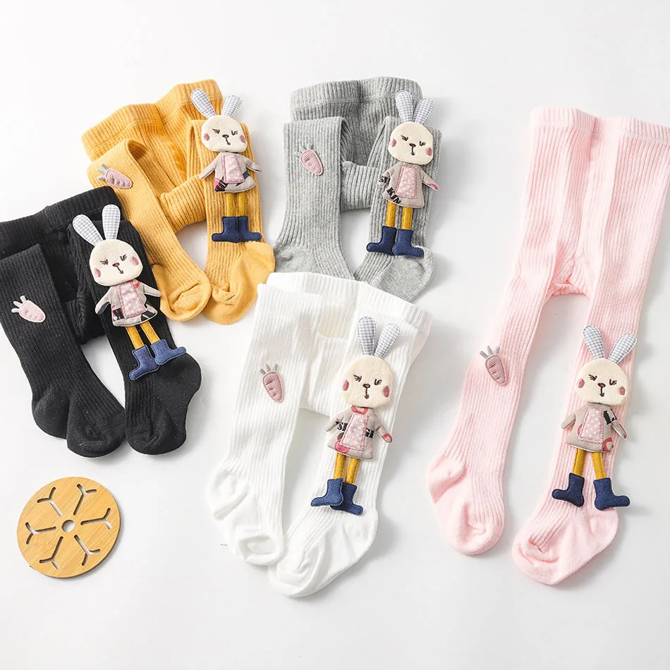 Baby Tights Kids Ribbed Knit Socks Children Soft Bunny Bottoms Girls 2024 Korean Stockings Spring Autumn Fashion Leggings 1-8Y