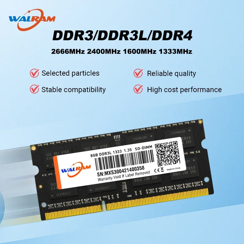 

WALRAM Memoria Ram DDR3 DDR3L 8 ГБ 4 ГБ Ram DDR4 16 ГБ 3200 МГц 2666 МГц 2400 МГц 1600 МГц Sodimm Внутренняя память для ноутбука