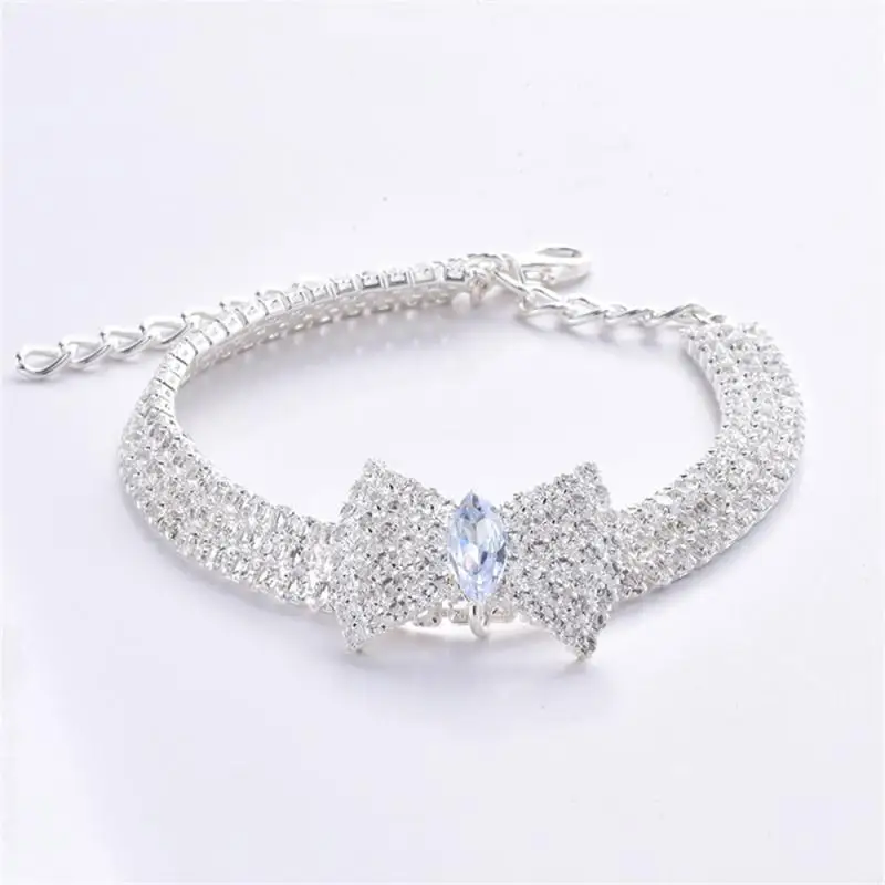 Puppy Collar for Small Animals Bow-knot Necklace Pet Jewelry Rhinestone Cat Necklace Collar Pet Products Dog Necklace