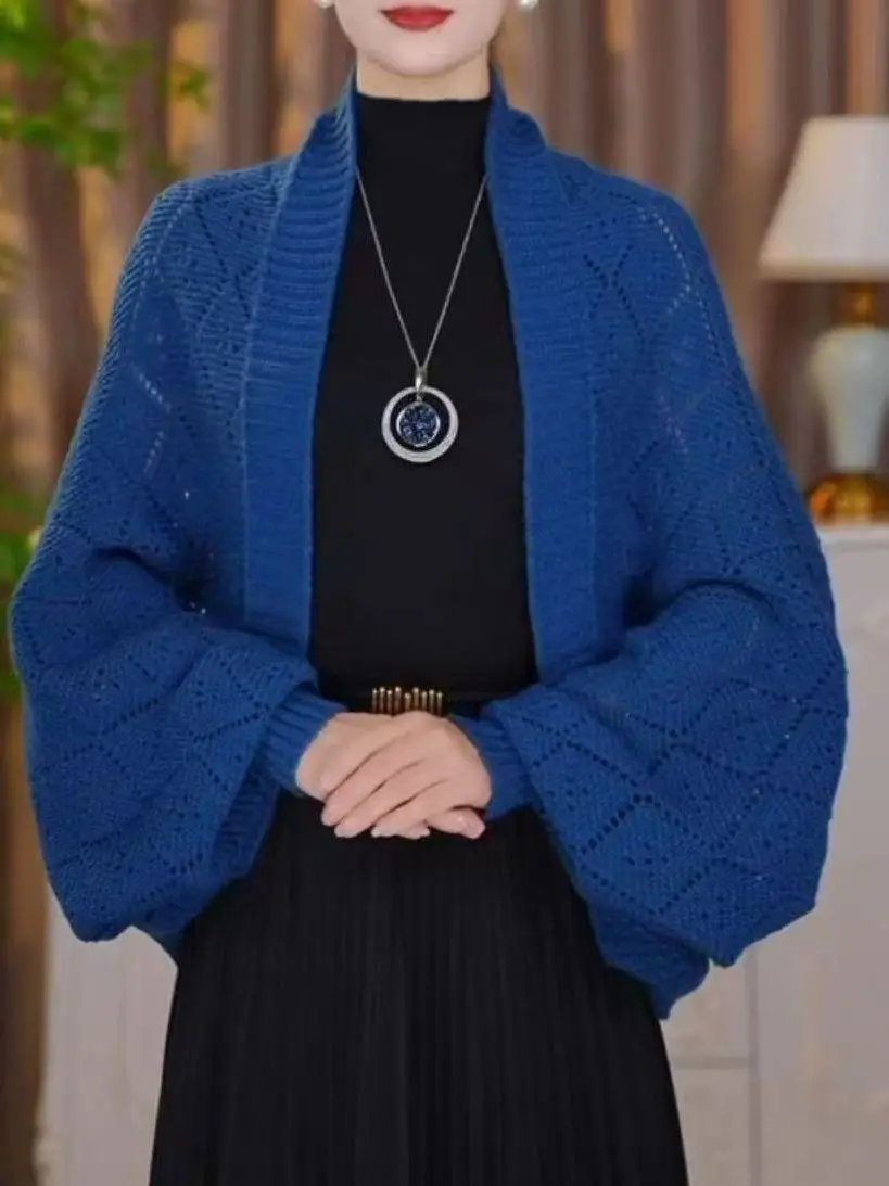 

Warm Knitted Hollow id oulder awl for Women Outerwear Autumn Winter Faionable Open Cardigan Versatile Sli Design