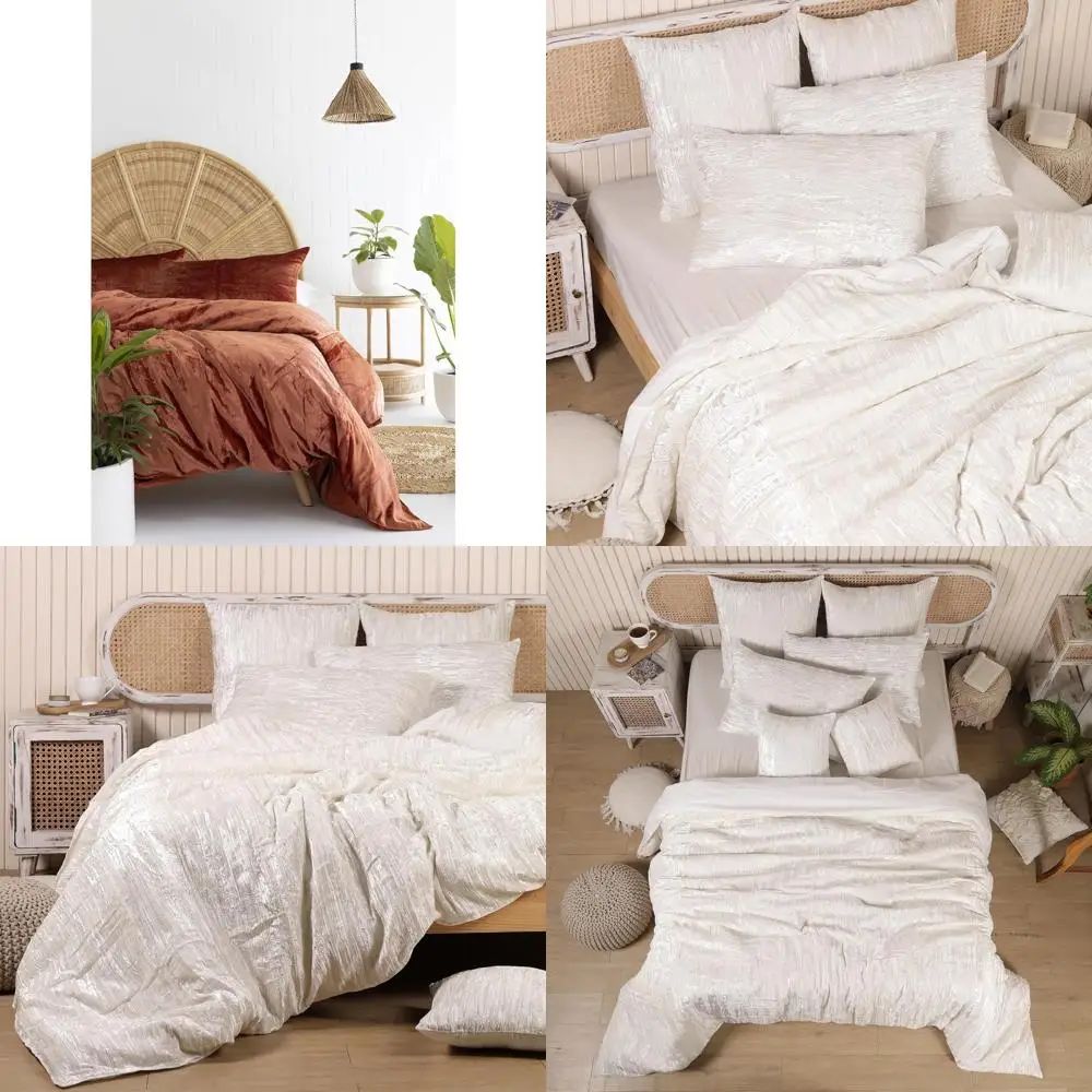 

Ultra-Luxury Rayon Velvet Boho Duvet Cover Set - Solid Burnt Orange, Super King Size 98x104, Comforter Cover