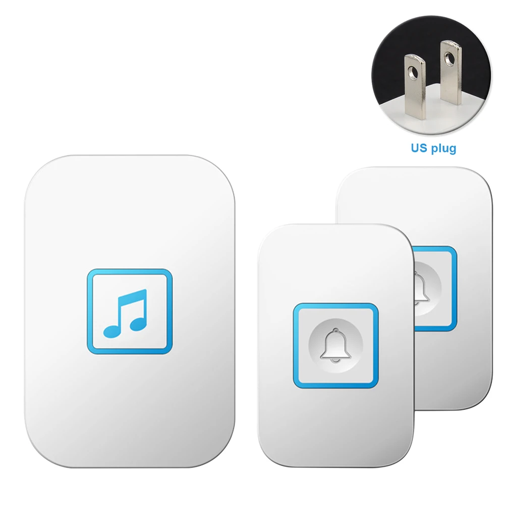 Long Distance Plug In Plastic Outdoor Waterproof LED Flash Home Office Wireless Doorbell Classroom 5 Levels Adjustable Volume