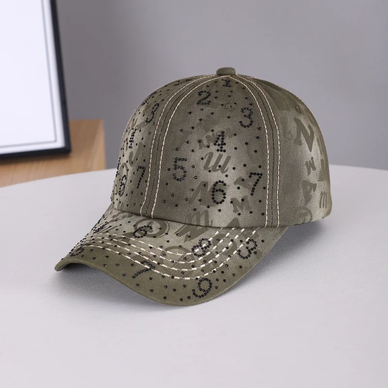 Cross-border vintage washed baseball cap for men and women, couple's style, letter and number printed cap outdoor hiking sun hat