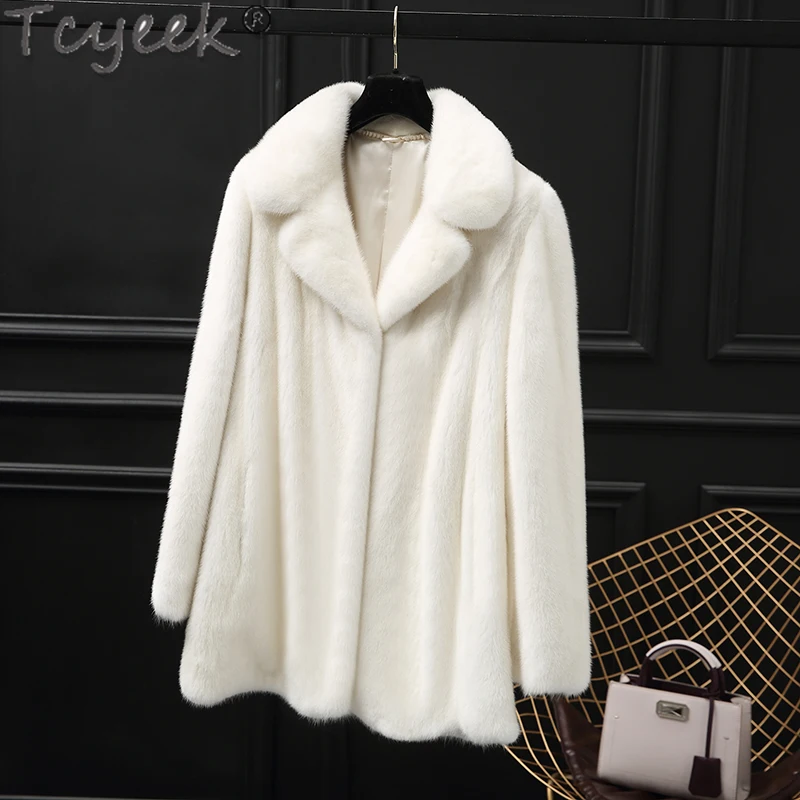 

Tcyeek Natural Mink Fur Coat Female Whole Mink Winter Jacket 2024 Warm Women's Fur Coat Mid-long Real Fur Jackets Fourrure Femme