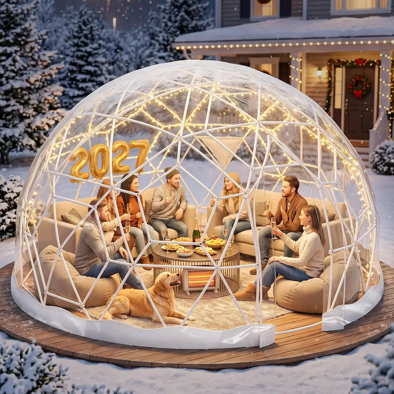 Dome Tent for Garden , Geodesic Dome Greenhouse with TPU Clear Cover, Waterproof Garden Bubble Dome Tent House with, Customized