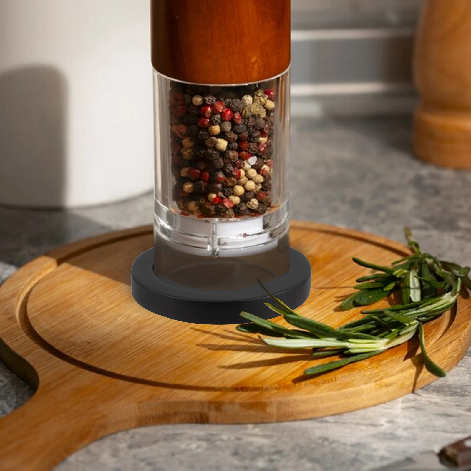

Wooden Pepper Base Salt Grinder Stand Acacia Wood Retro Holder Kitchen Organizers Non Small Coffee Grinder Slip Design