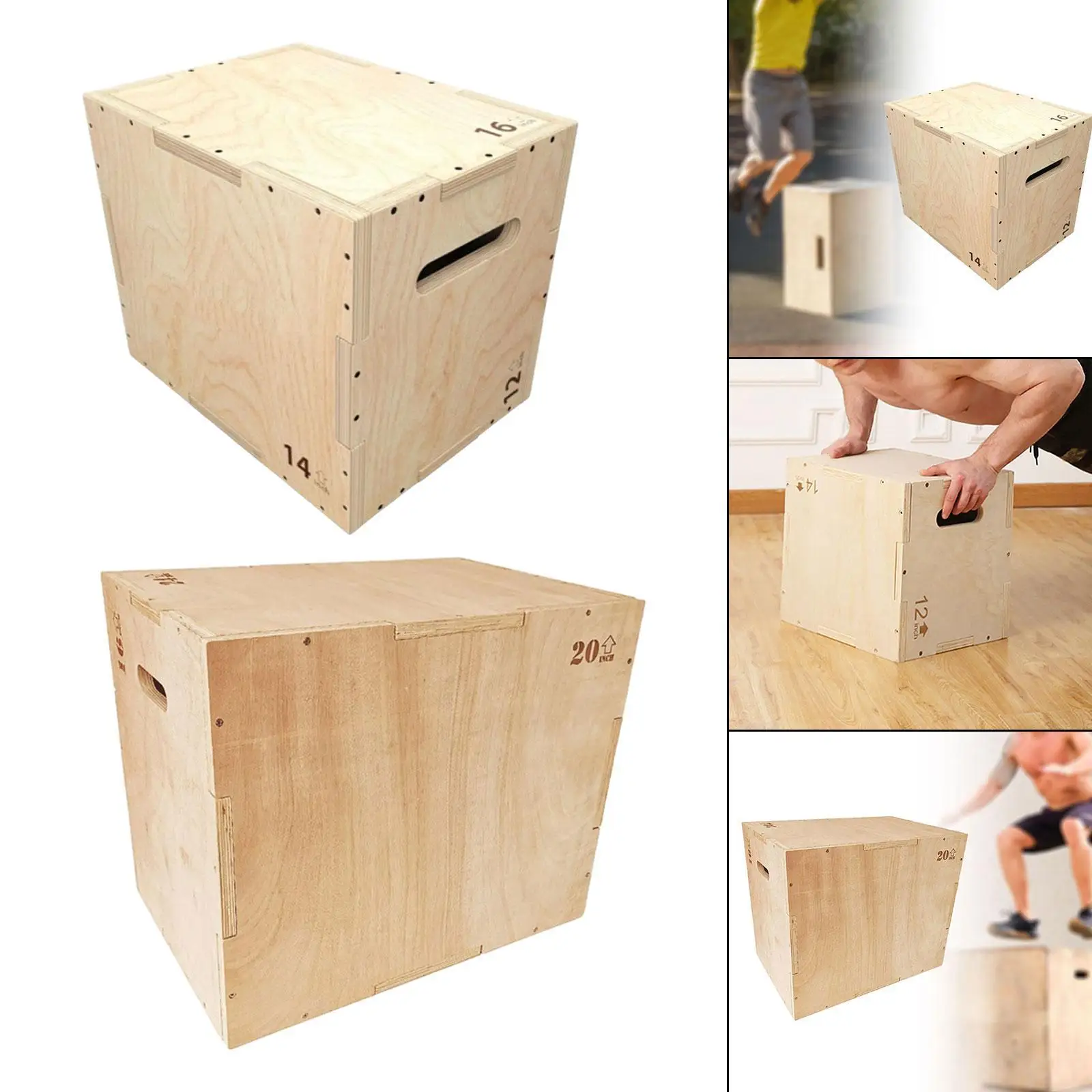 Plyo Box Wood Agility Box for Home Gym Lunges Conditioning Strength Training