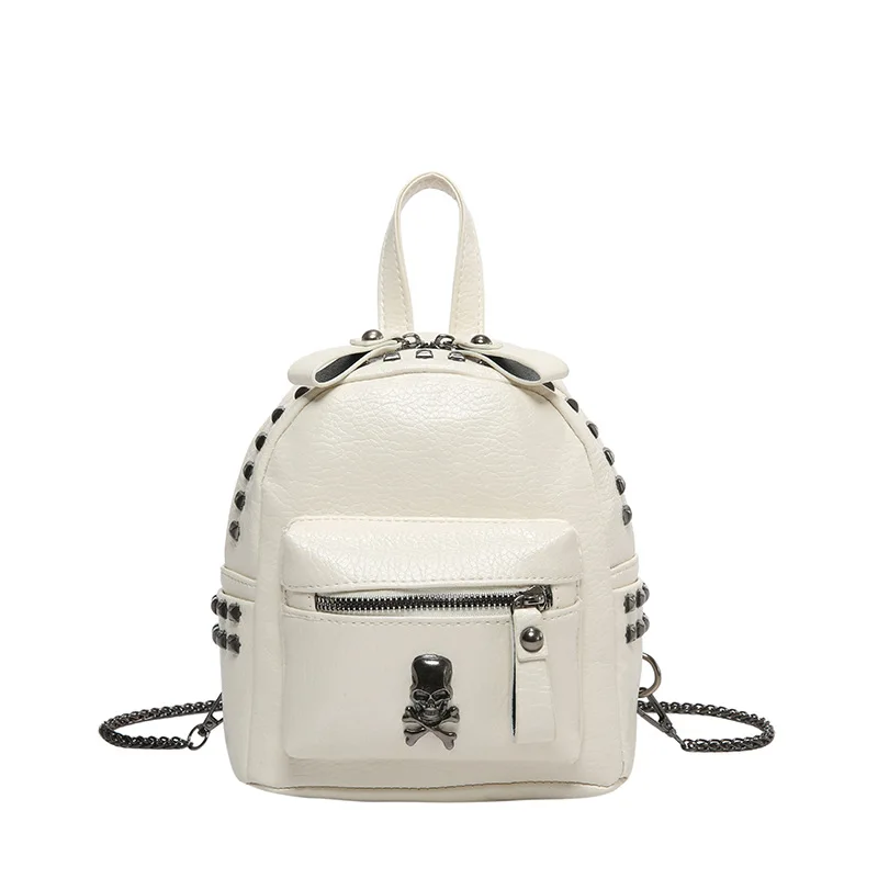 Female Riveted Small Backpack Women Punk Rock Style Travel Rucksack Designer Student Schoolbag Leather Phone Shoulder Bag