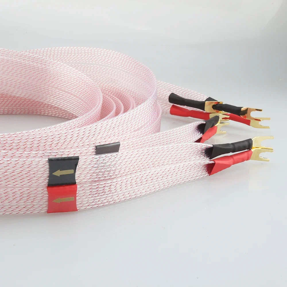 Audiocrast FC02AG Cable de altavoz Chapado en plata Cable de altavoz HIFI enchufe de pala para izquierda derecha