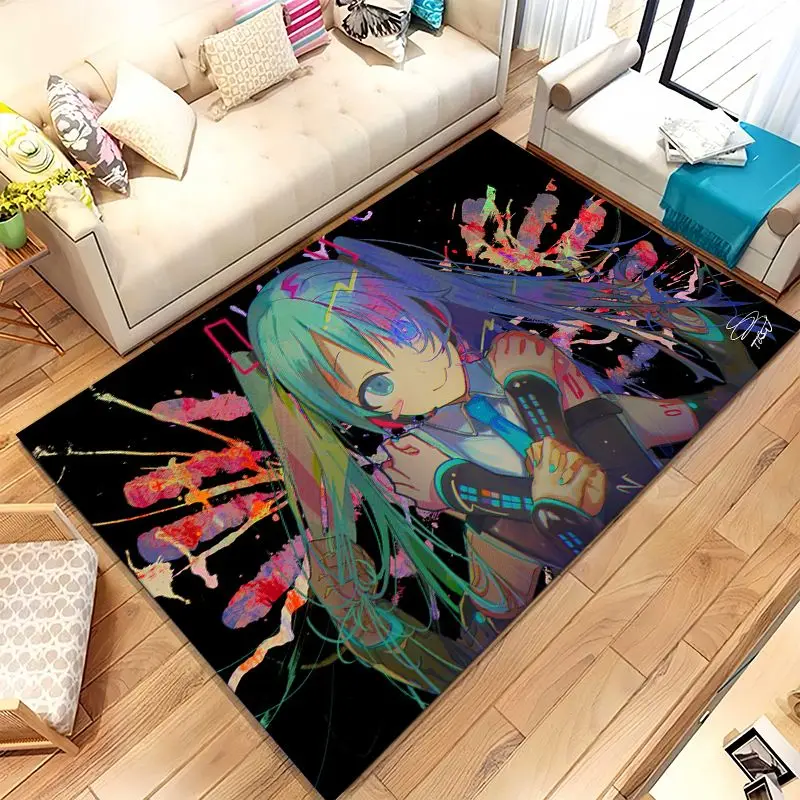 Japan Music Girl M-MIKU Cute Cartoon Soft Non-Slip Area Rug for Living Room,Bedroom Playroom Carpet Mat for Sofa,Home Decor Gift