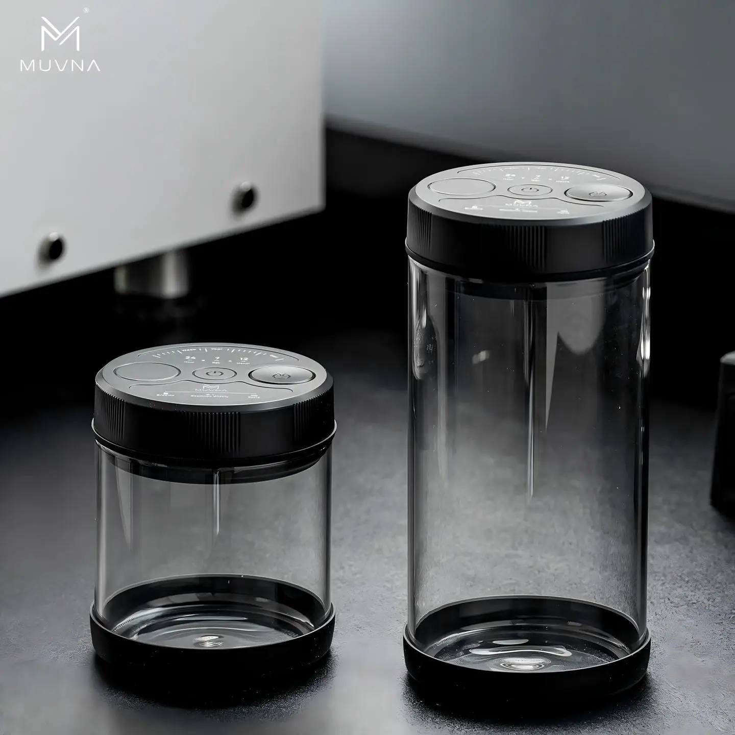MUVNA Electric Vacuum Coffee Storage Jar Automatic Airtight Container with LED Date Display 250g 500g for Coffee Beans Food