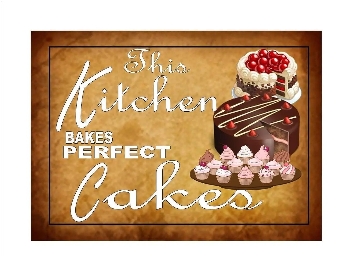 Vintage Kitchen Bakes Perfect Cakes Metal Tin Sign Home Bar Kitchen Restaurant Wall Deocr Plaque Signs 12x8inch