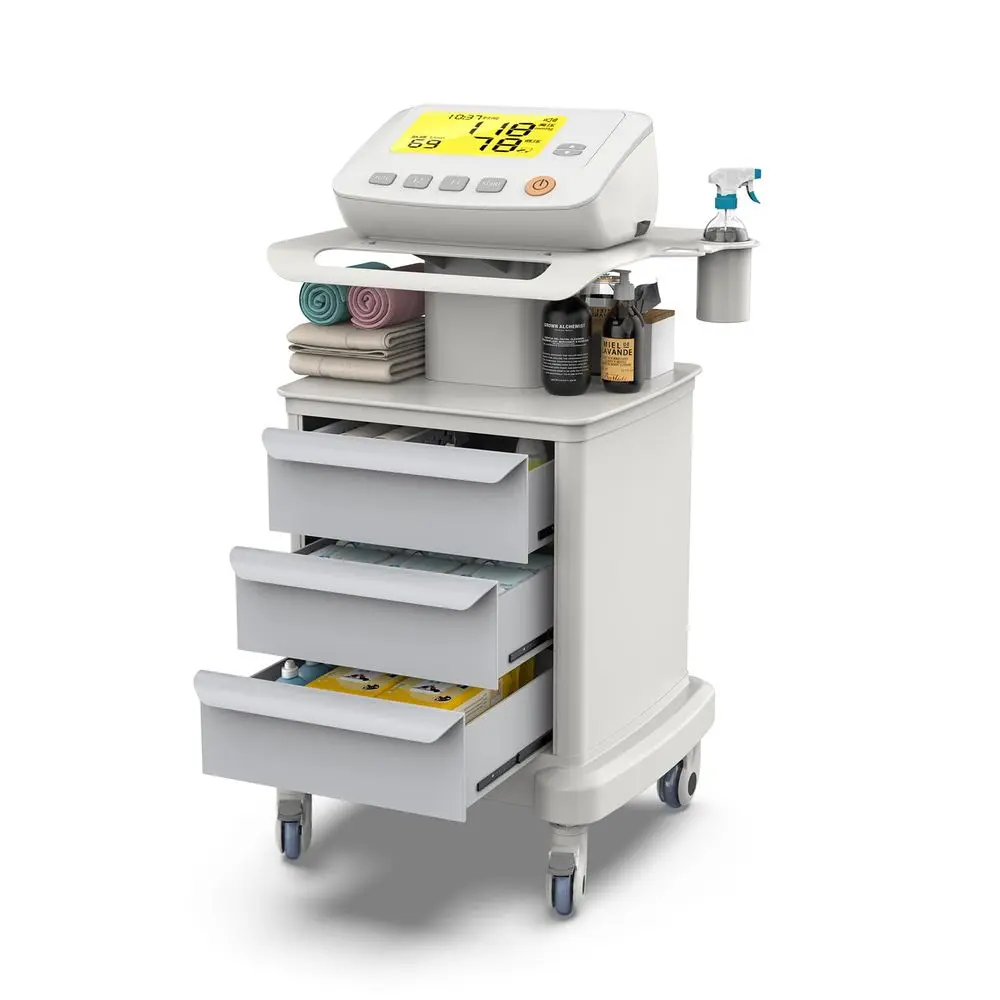 

Ultrasound Cart with Wheels, Medical Cart with 3 Drawers Ultrasound Imaging Scanner Vehicle Rolling Utility for Hospital Office