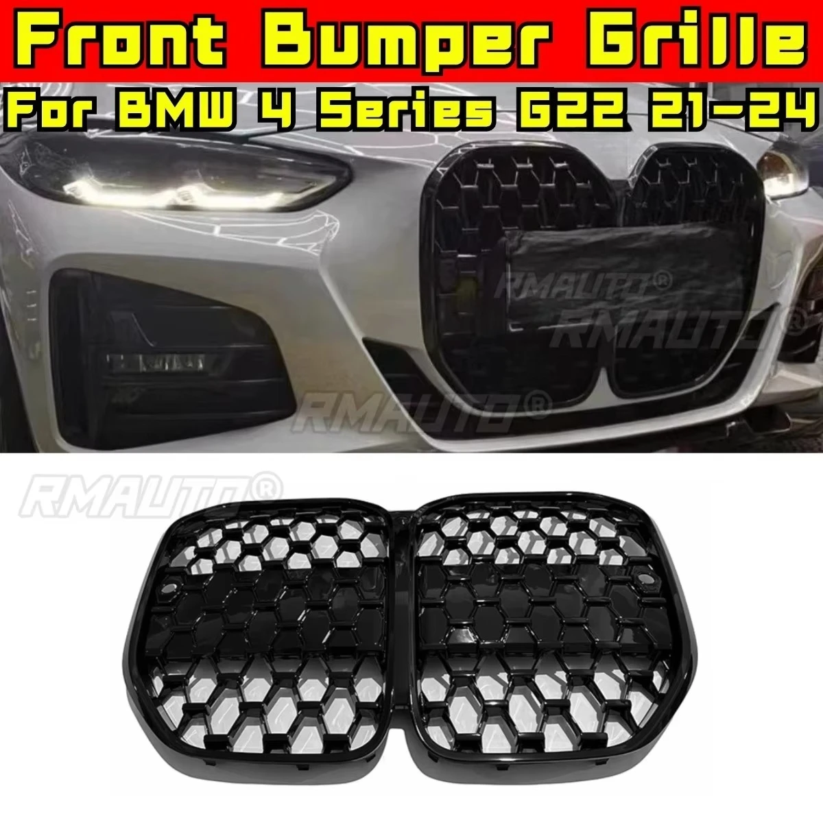 

Car Bumper Grill Decorative Strips Racing Grille Body Kit Front Bumper Grill For BMW 4 Series 2-Door G22 2021-2024 Exterior Part