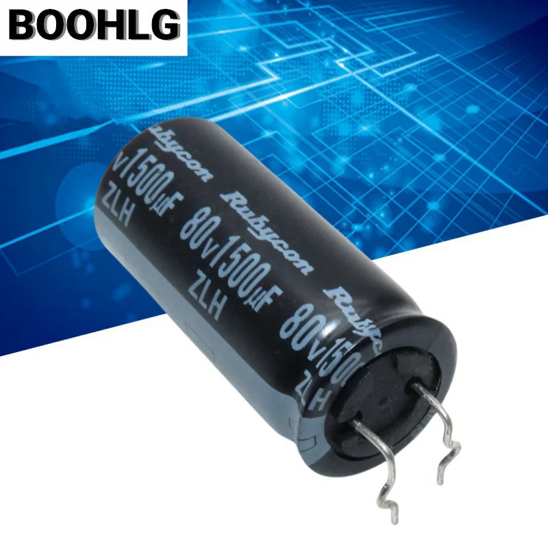 2PCS 1500UF 80V Japanese ruby ​​electrolytic capacitor 80V 1500UF 18*40 ZLH high frequency and low resistance