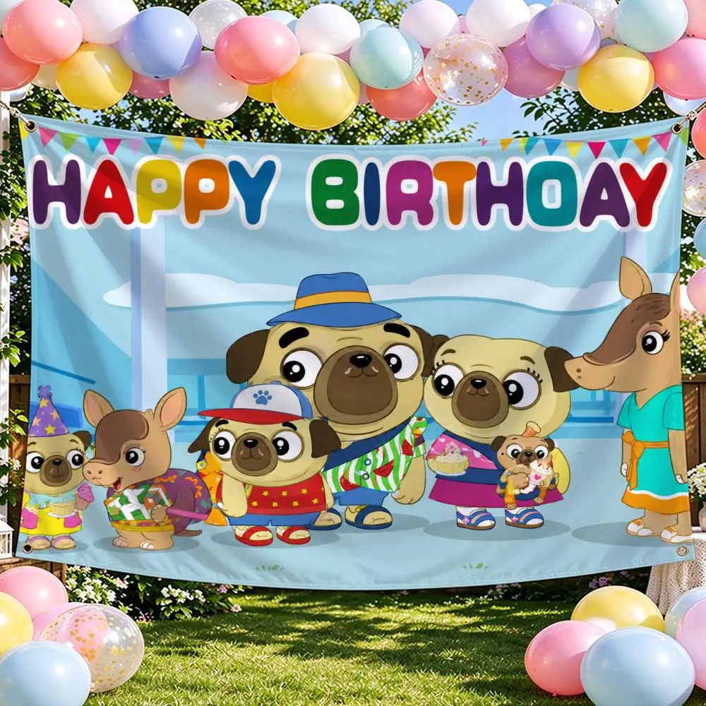 Chip and Potato Happy Birthday Flags Banner For Bedroom Outdoor Living Room Restaurant Bar Wall Decor Party
