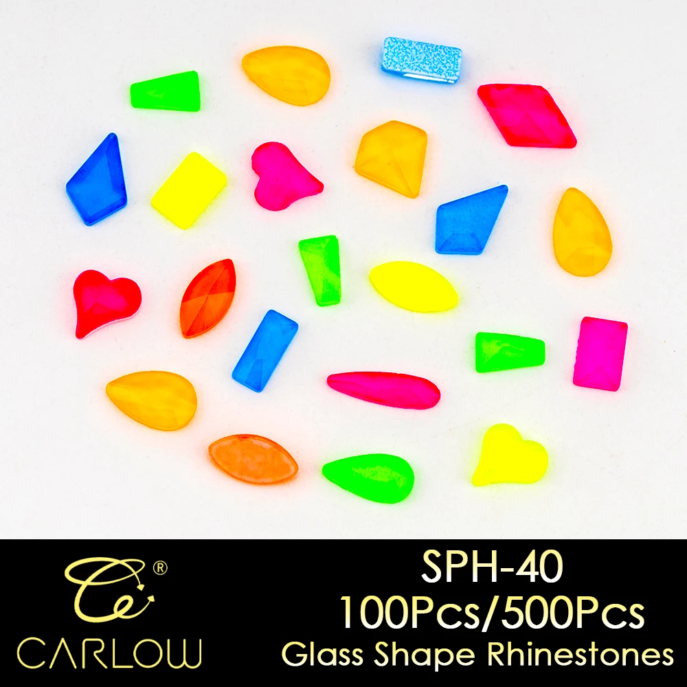 CARLOW Mix Neonfarben Gemischte Formen Nicht-Heißfix Strasssteine Glas-Kristall Flache Rückseite Strasssteine Form – Detail 2