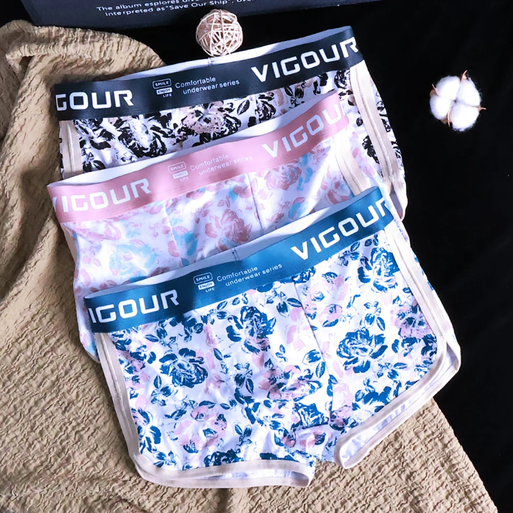 

3PCS/Pack 3.5cm High Elastic Widen Waistband Men Underwear Cotton Print Hygroscopic Breathable Boxers Super Soft Men's Panties