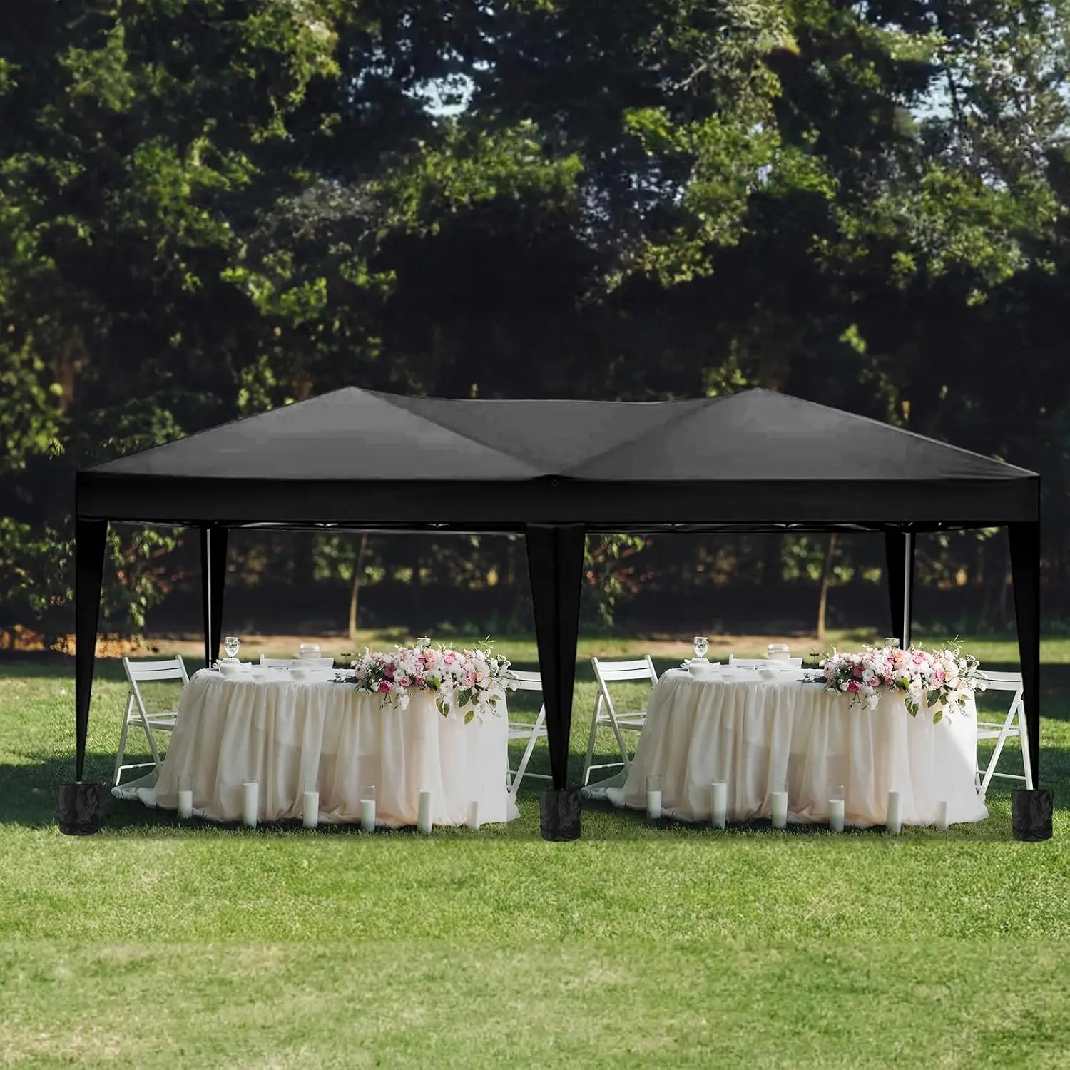 10x20 Black Pop Up Canopy Outdoor Party Tent with 6 Sidewalls, Wedding Party Tent Outdoor Waterproof UV50 Canopy, Customized view 2