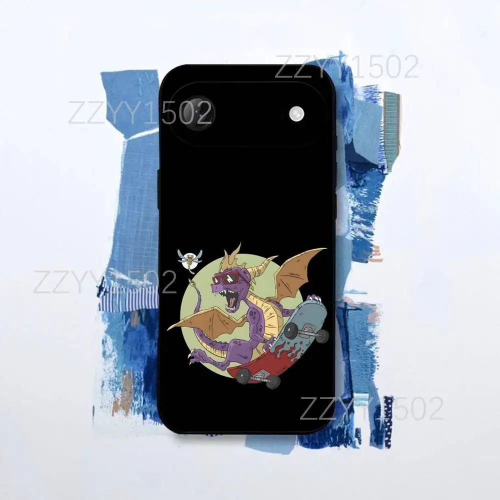 حافظة هاتف Game S-SpyroS the Dragon لهاتف iPhone 17,16,15,14,13,12,Pro,Max,Plus,E,SE4,Air,Mini Black Funda Shell