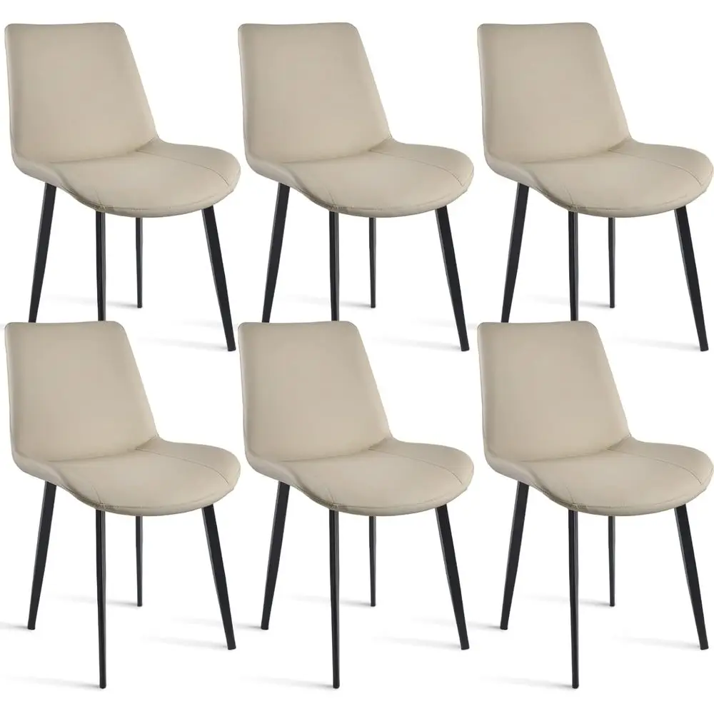 

Stylish PU Leather Dining Chairs with Metal Legs, Set of 6, Light Grey