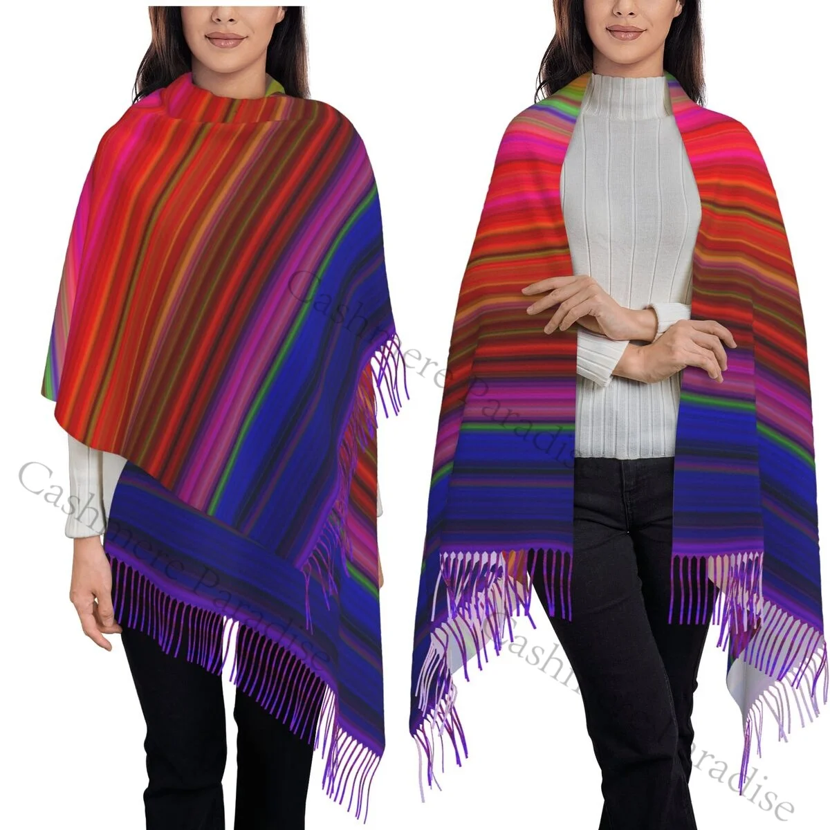 

Mexican Striped Fiesta Serape Women's Soft Scarf Warm Soft Scarf Winter Halloween Shawl