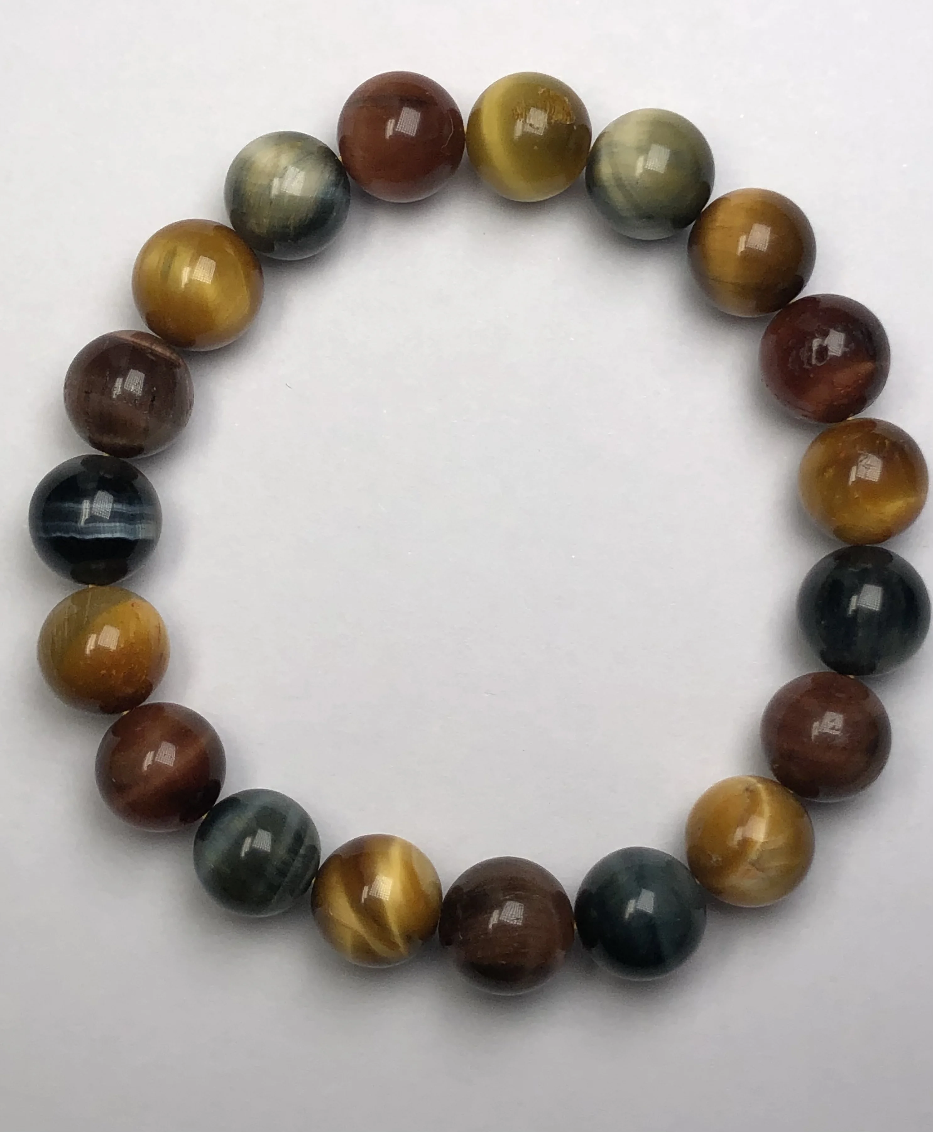 Natural Multi-Color Tiger's Eye Bracelet 10mm Round Beads Gemstone Stretch Bracelet Unisex Jewelry