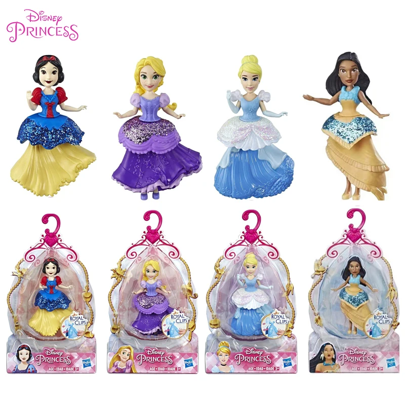 Original Disney Princess Rapunzel Cinderella Snow White Collectible Mini Doll Dressing Toys Fashion Toy for Girl Birthday Gifts