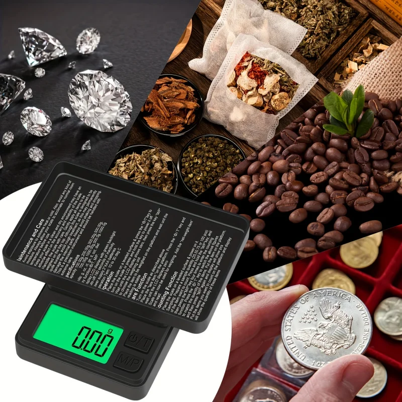 1pcPrecision Pocket Kitchen  Scale 500g 1000g Scale with Circular Silver Platform Precise Food WeighingMulti-Unit Conversion