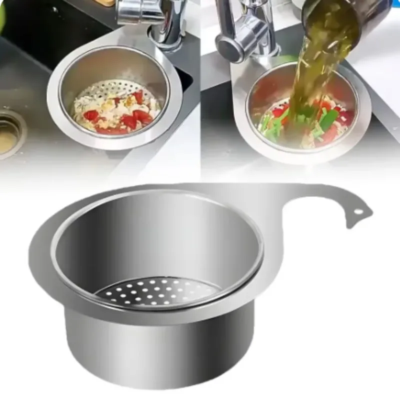 Kitchen Sink Dedicated Drain Basket 201 Stainless Steel Swan Hanging Drain Rack Dry Wet Separation Hook Garbage Filter Basket