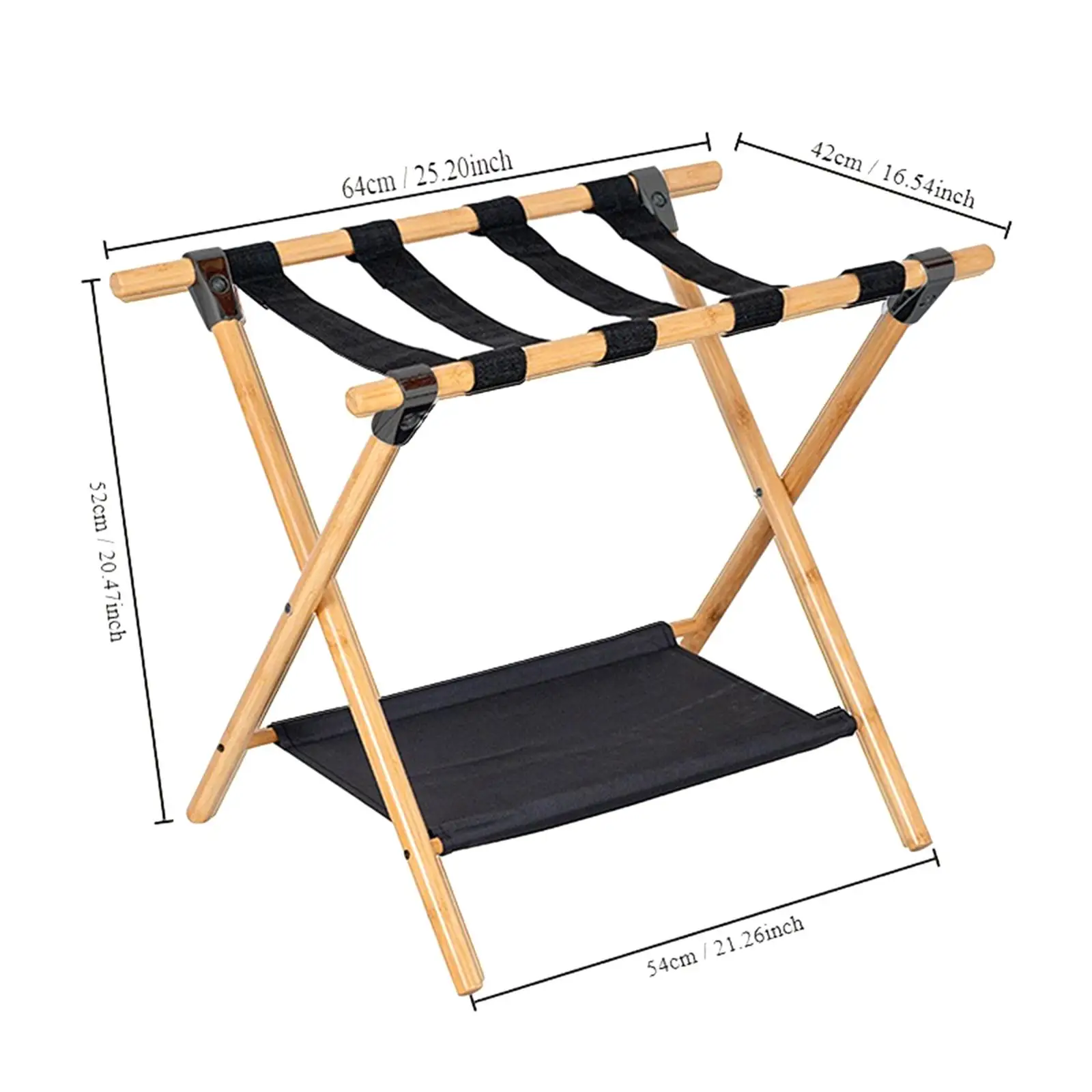 Faltbarer Gepäckträger, Kofferständer, robust, für Hotelreisen, zweistufiges Regal, Gepäckhalter, Organizer, Reisetaschenhalter