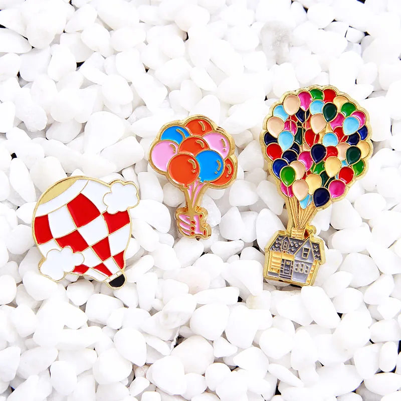 Colourful Hot Air Balloon Pins Cartoon Movie Up Enamel Pin Brooch Metal Badges Accessories Lapel Pins Jewelry