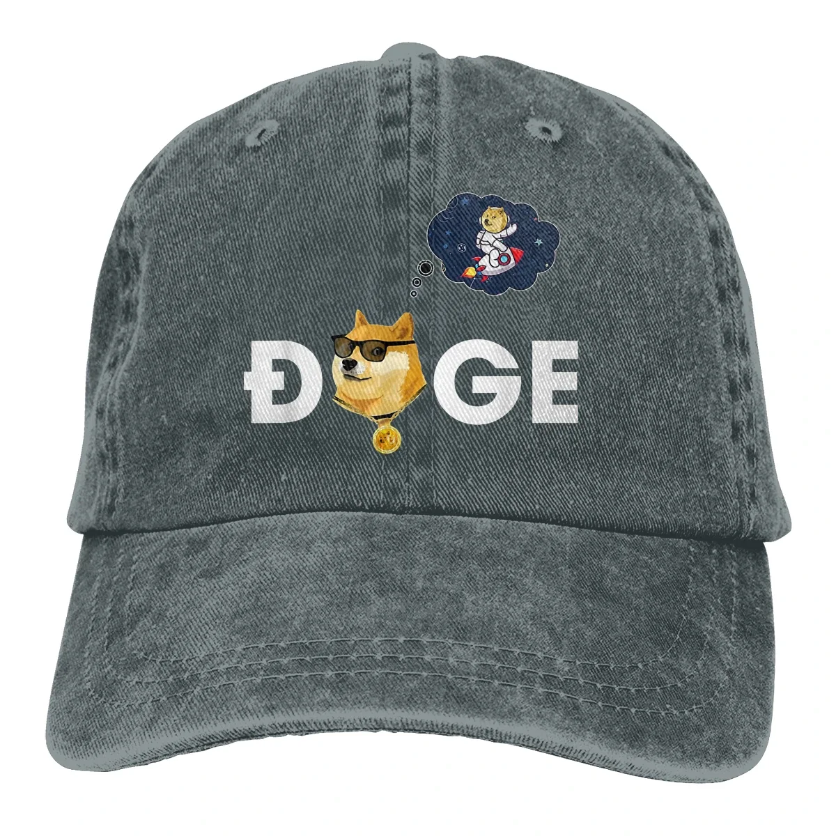 Adjustable Solid Color Baseball Cap Hold To The Moon Funny Crypto Currency  Washed Cotton  Dogecoin  Digital Currency  Woman Hat