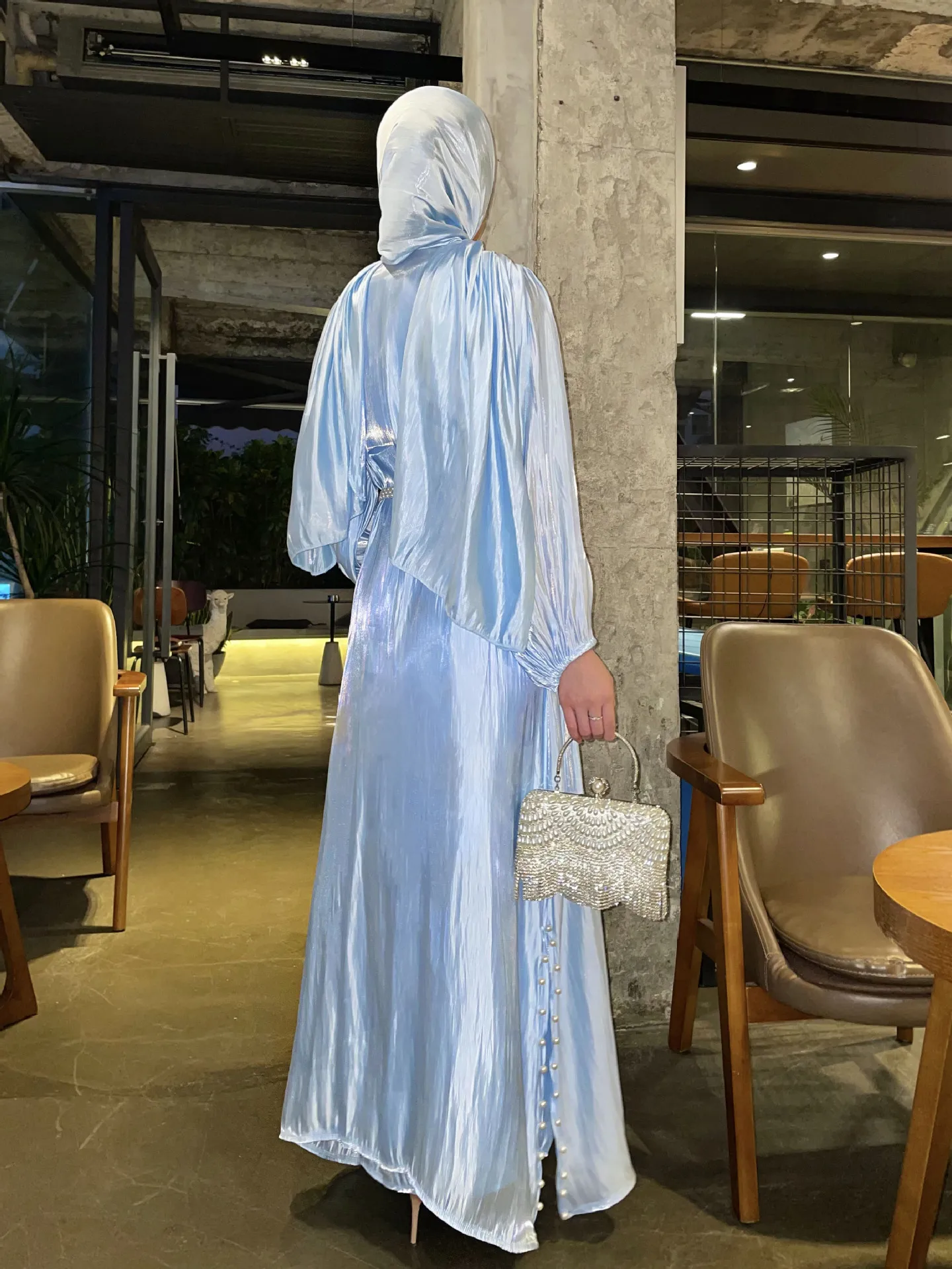 Elegant Long Dress Muslim Women's Clothing Flowing Light Yarn Popular Dress Middle East Gorgeous Banquet Evening Dress 2025 Robe
