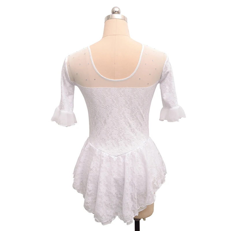 Children's Figure Skating Competition Dress Women's Rhythmic Gymnastics Performance Lace Pagoda Sleeve Performance Dress Skirt view 5