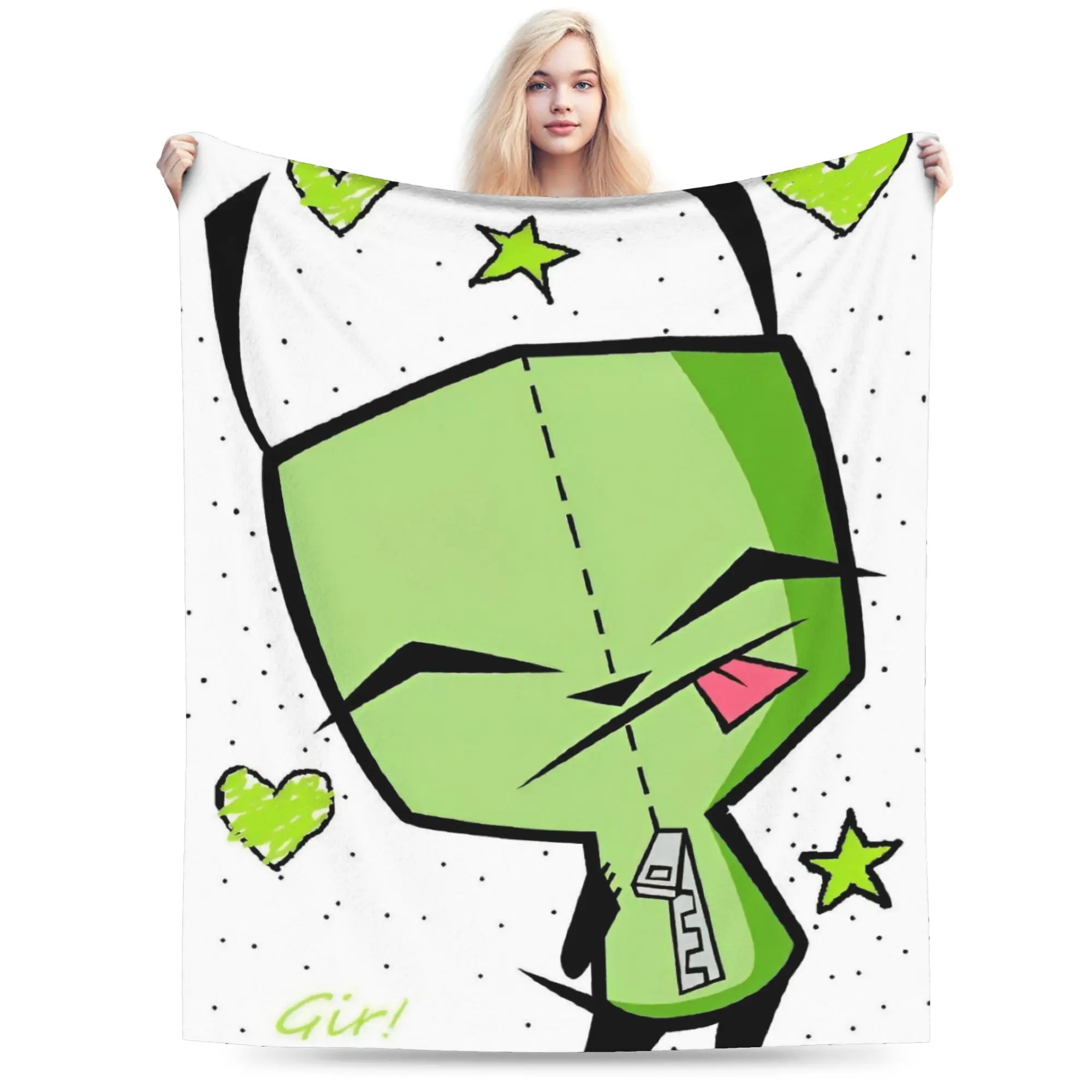 Invaders Zim Cartoon Blanket Fleece Textile Decor Multi-function Soft Throw Blanket for Sofa Bedroom Quilt
