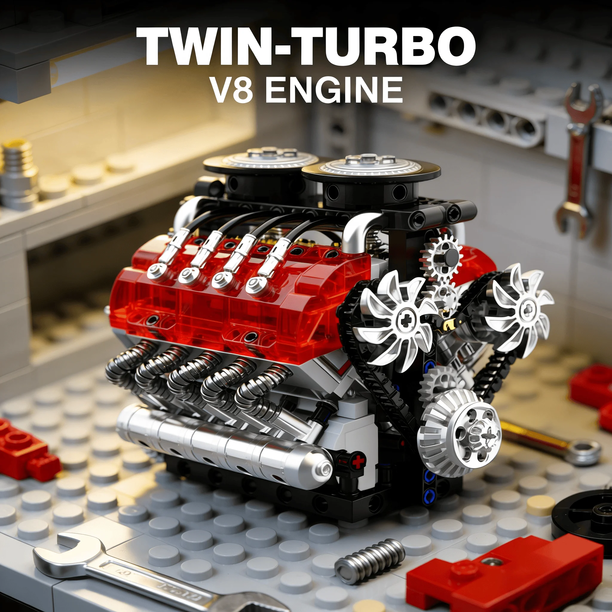 

MOC Technical V8 Engine Model Building Blocks Set Programming Motor Drive Supercar Engine Bricks Toys for Adult Kid Gift
