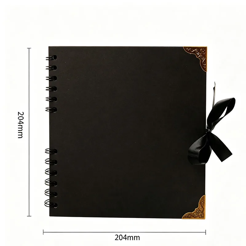 Horizontal DIY Scrapbook Photo Album, Spiral Bound Self Adhesive Memory Book for Wedding Travel Family Handmade Photo Journal