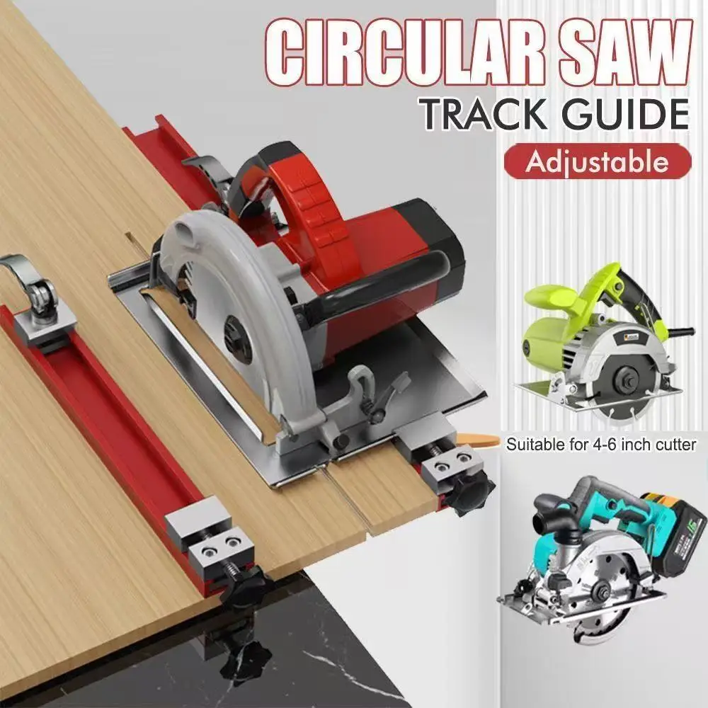 Adjustable Circular Saw Track Guide Aluminum Alloy Cutting Machine Cushion Base Plate for Woodworking Cutting and Milling