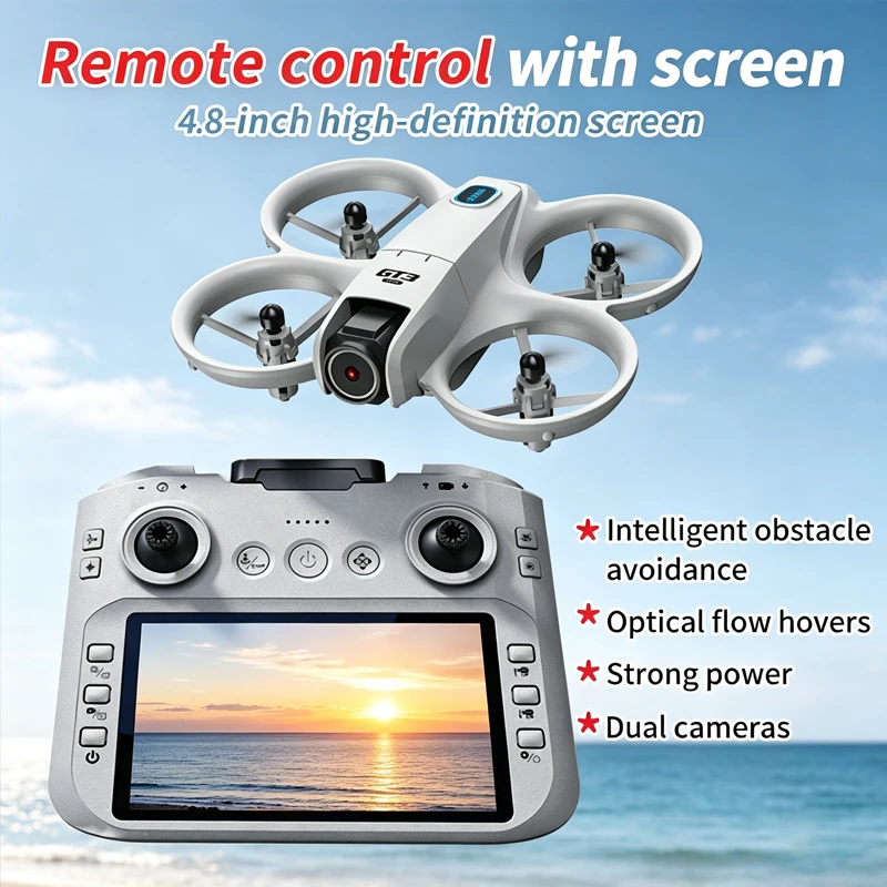 2026 NEW GT3 Max Drone 8K HD Three Camera GPS Brushless Optical Flow Obstacle Avoidance 4.3-inch large screen UAV RC 18000M Gift