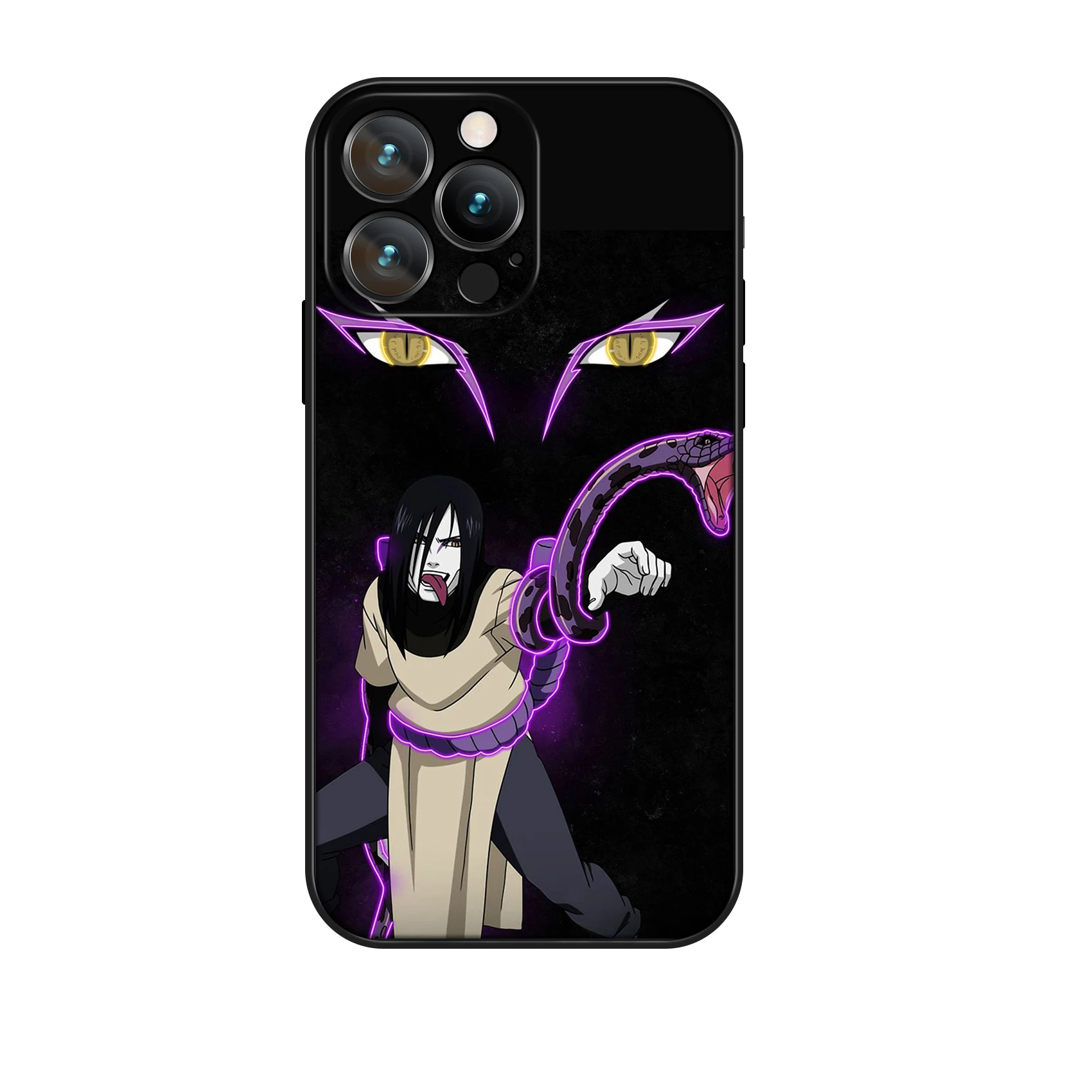 MINISO Case for iPhone 16 Pro Max Anime Orochimaru Soft Silicon Black Phone Cover for iPhone 16 15 14 13 12 11 Pro Max Plus