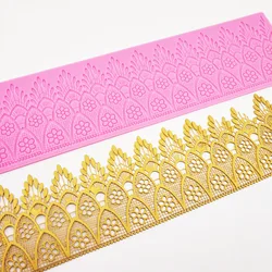 Lace Mat Exquisite Flower Pattern Silicone Lace Fondant Mold Wedding Birthday Cake Edge Decoration Tool Sugarcraft  K987