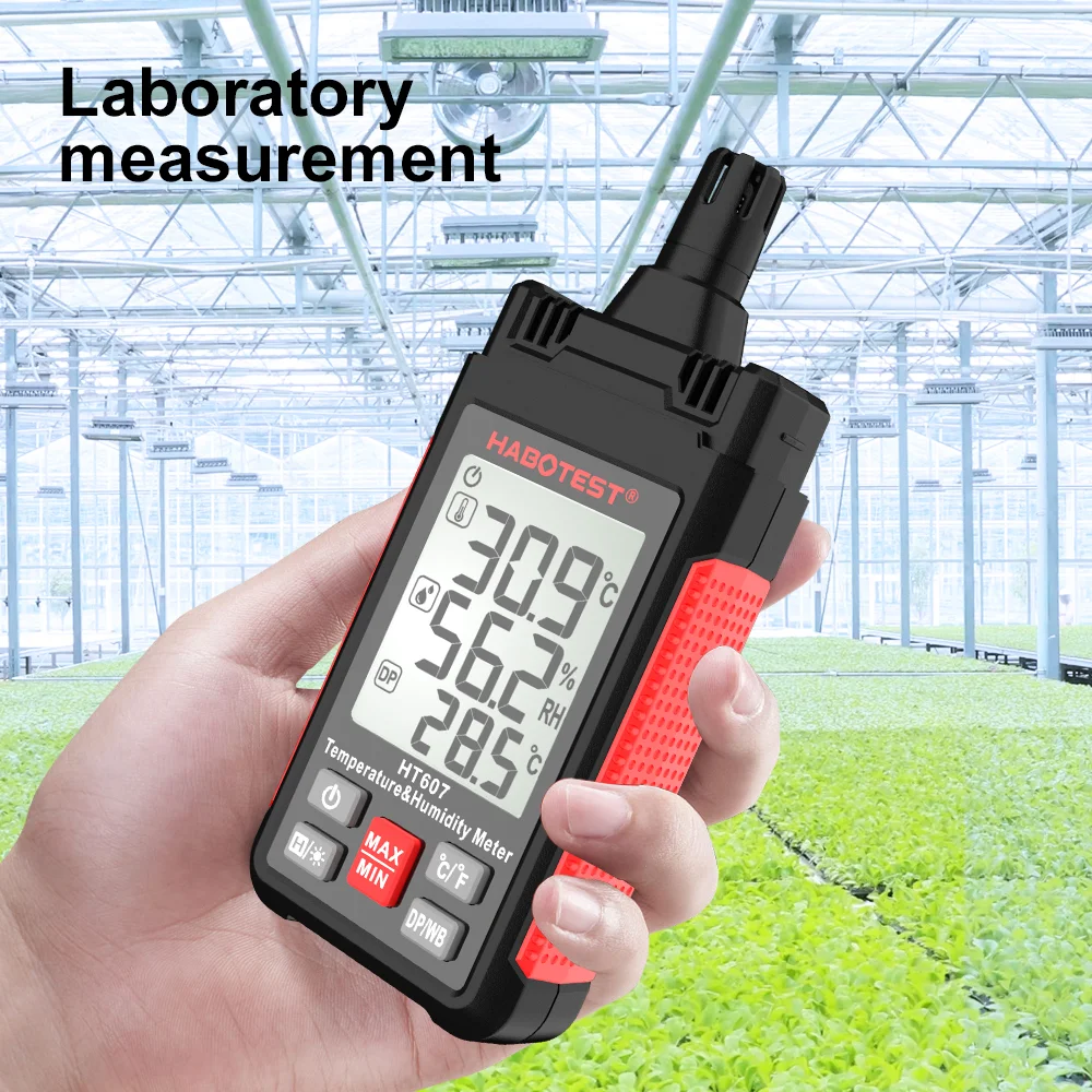 HT607 Digital Hygrometer Temperature Humidity Meter Handheld LCD Thermometer Hygrometer Psychrometer Wet Bulb Dew Point Tester