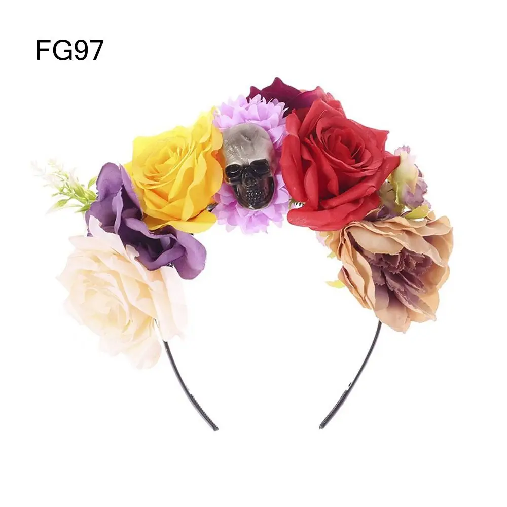 

Day of The Dead Halloween Rose Flower Headband Wedding Black Veil Flower Headpiece Costume Cosplay Party