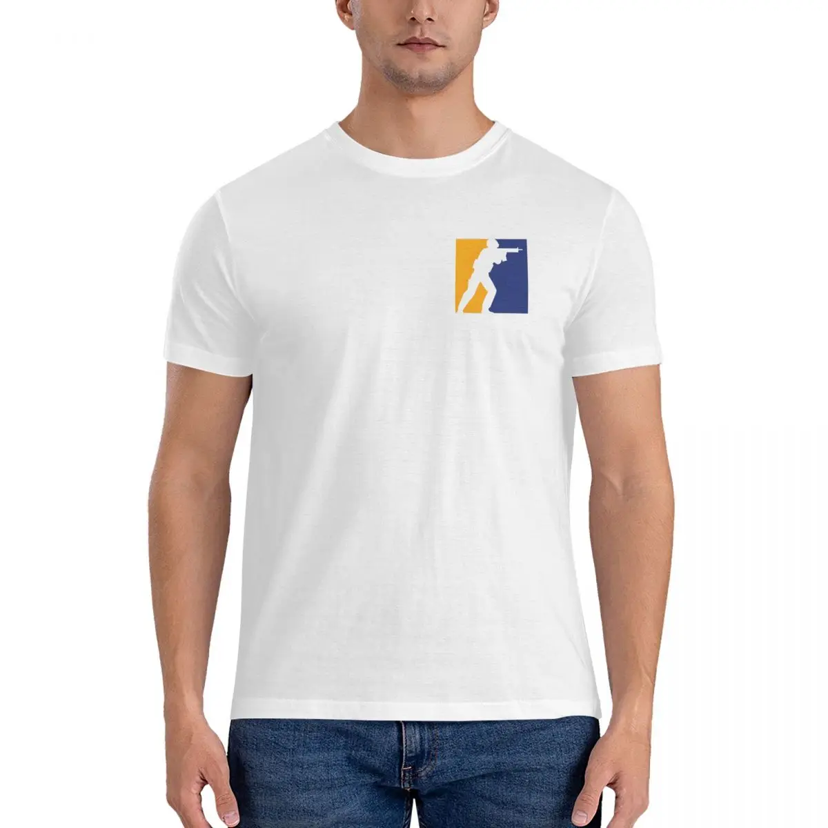 Logo (High Resolution) T-Shirt Men Counter-Strike 2 Funny 100% Cotton Tees O Neck Short Sleeve T Shirts Gift Clothing