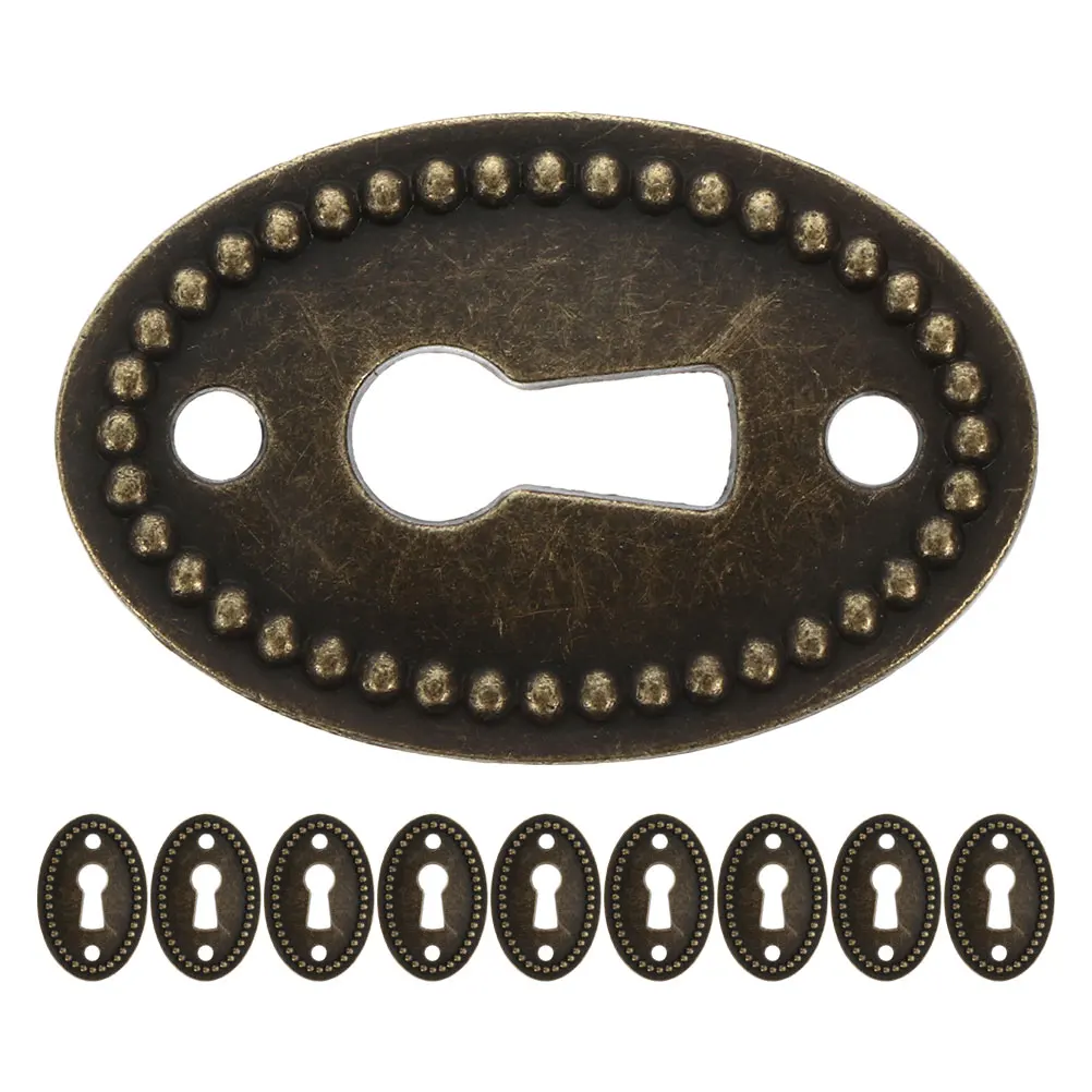

10 шт. декоративные чехлы для замочных скважин для ящиков, винтажные овальные вставки из сплава для корпусной мебели, шкатулка для драгоценностей, деревянная