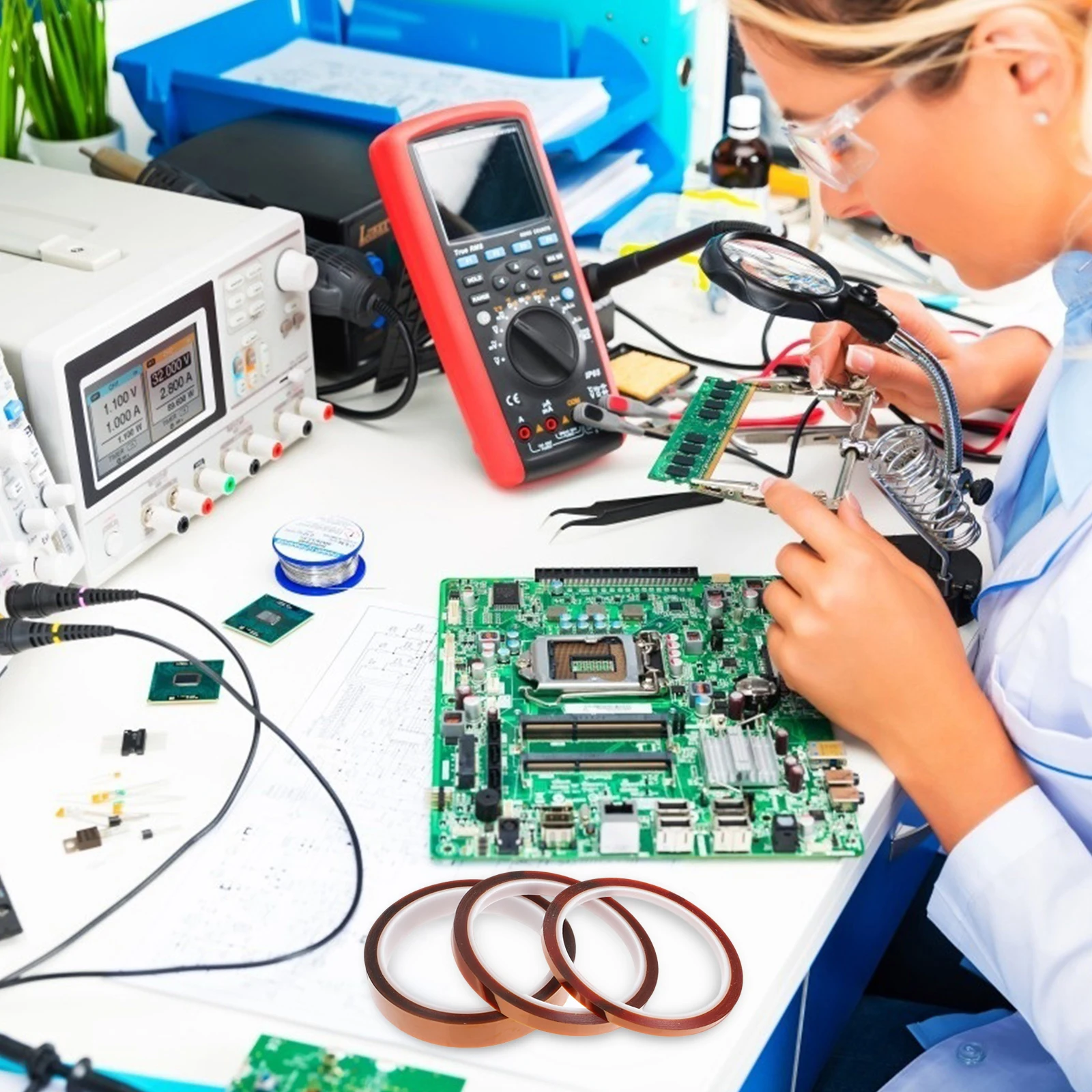 3 Buah 3 Gulungan Pita Tahan Panas Suhu Tinggi Sublimasi Penyolderan Elektronik Isolasi Penyegelan Transfer Termal