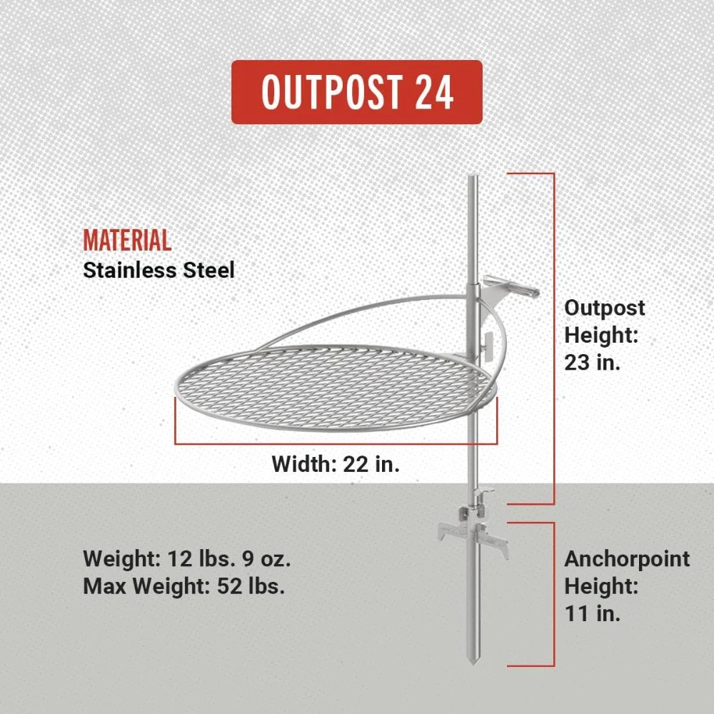 outdoor furniture Outpost Grill 24 - Standalone Campfire Grate X Series Accessory Stainless Steel, Durable, Campfire GrillGrate